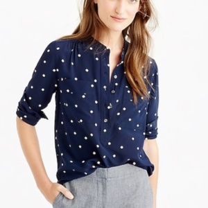 J Crew Blue and White polka dot blouse
